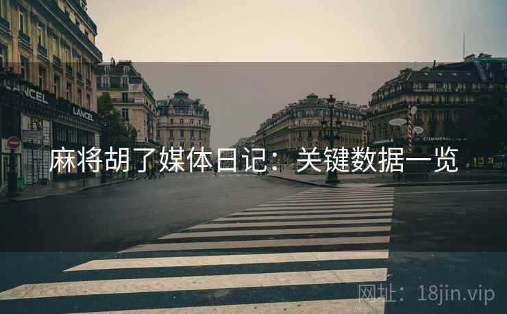 麻将胡了媒体日记：关键数据一览